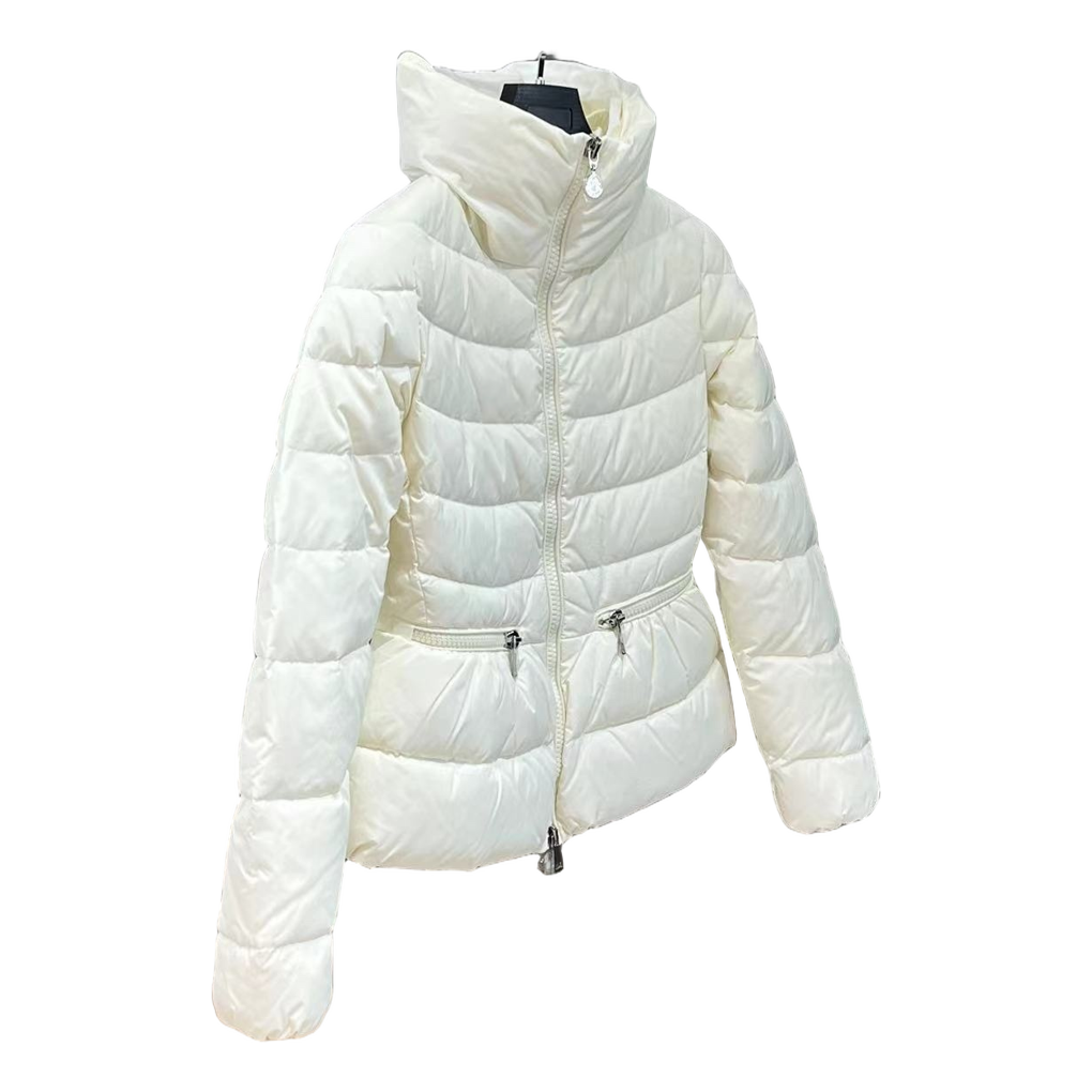 Moncler Drawstring-Waist Stand-Collar Puffer Jacket – Ivory