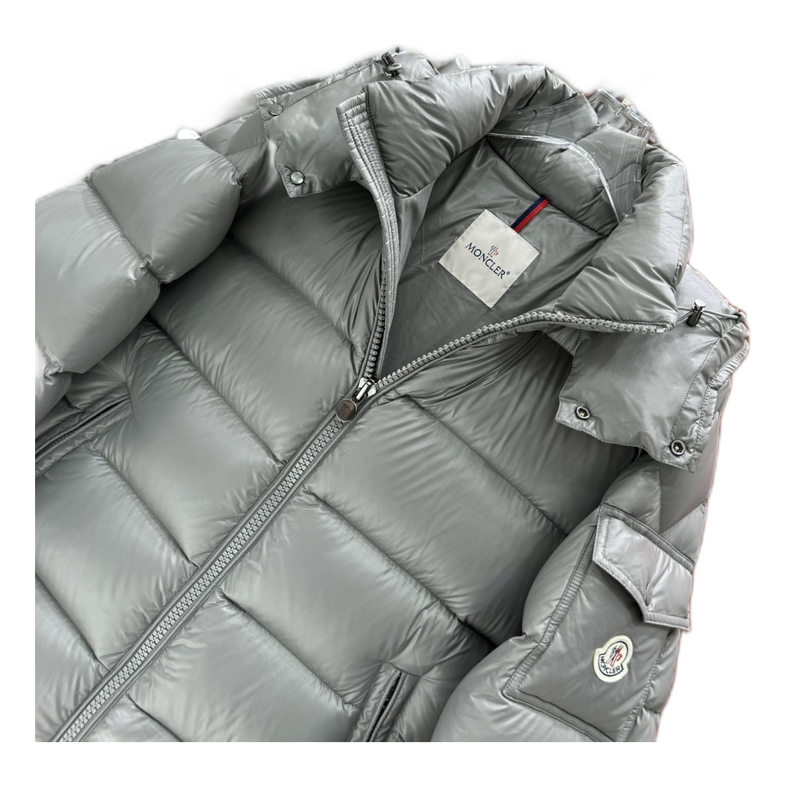 Moncler Maya Hooded Puffer Jacket – Gray