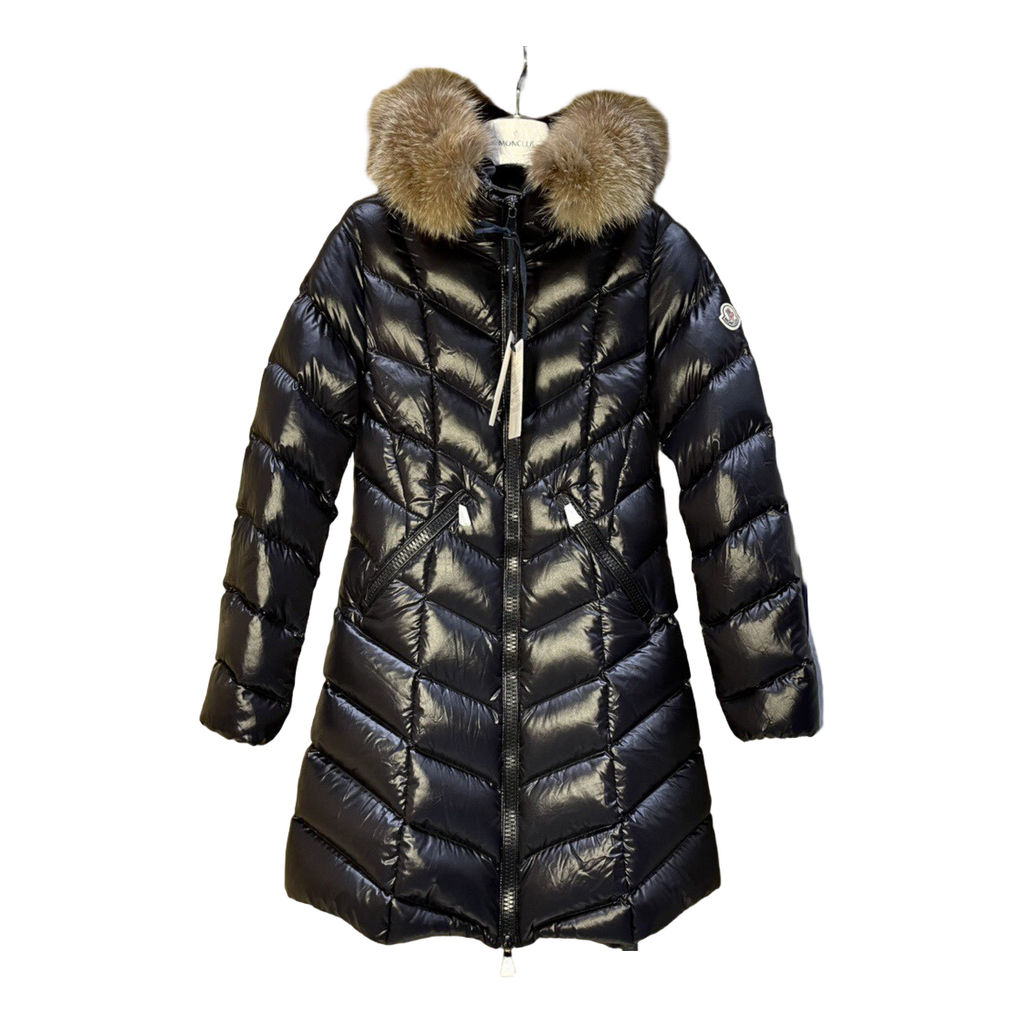 Moncler Fulmarus Chevron-Quilted Hooded Puffer Coat — Black