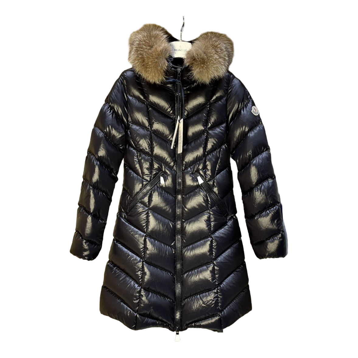Moncler Fulmarus Chevron-Quilted Hooded Puffer Coat — Black