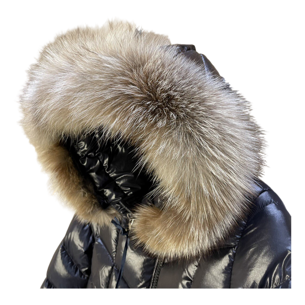 Moncler Fulmarus Chevron-Quilted Hooded Puffer Coat — Black