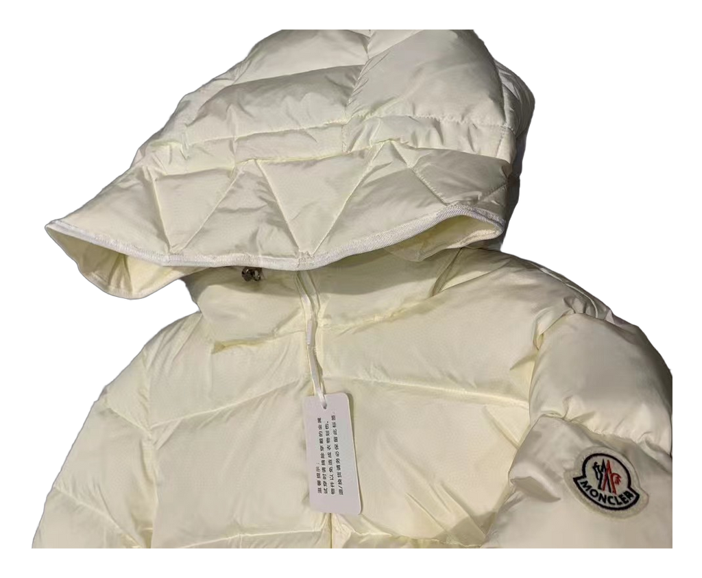 Moncler Fitted Hooded Short Puffer Jacket – Ivory