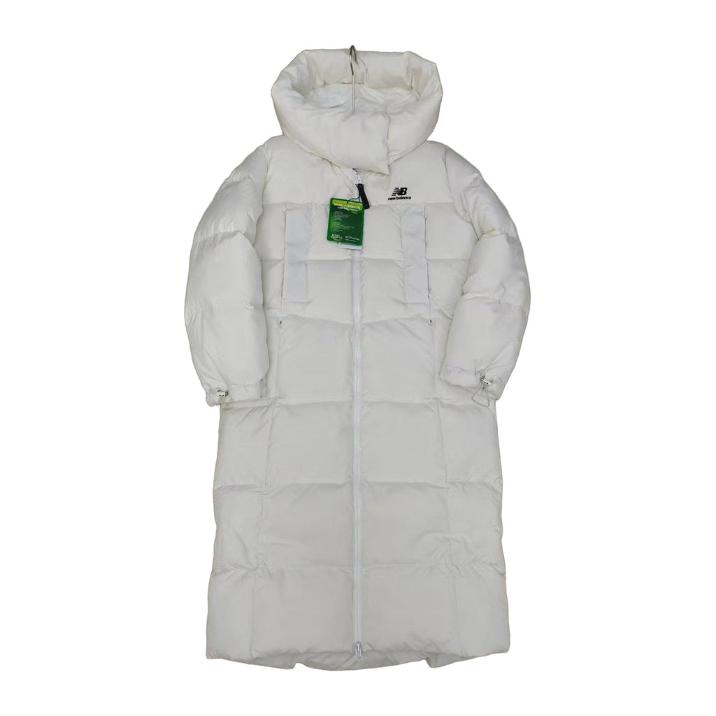New Balance Hooded Long Puffer Coat – Off White