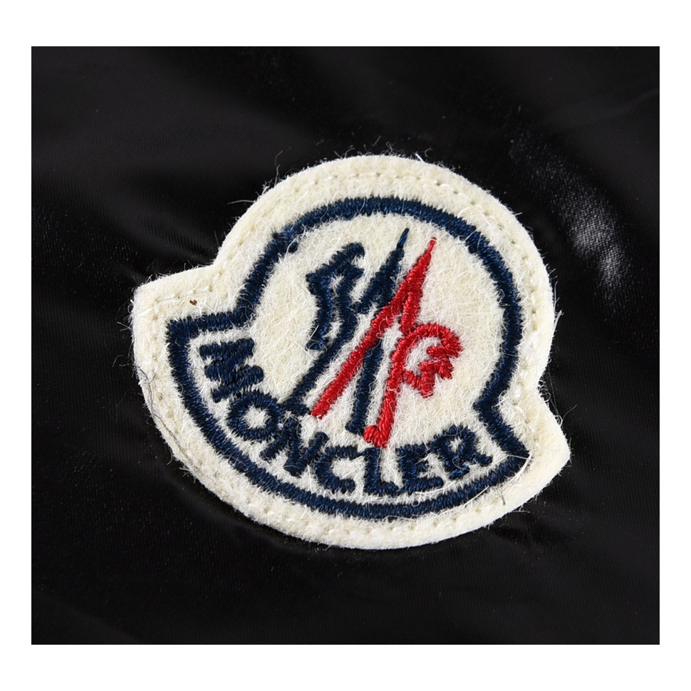 Moncler Tricolour Sleeve-Stripe Glossy Hooded Puffer Jacket