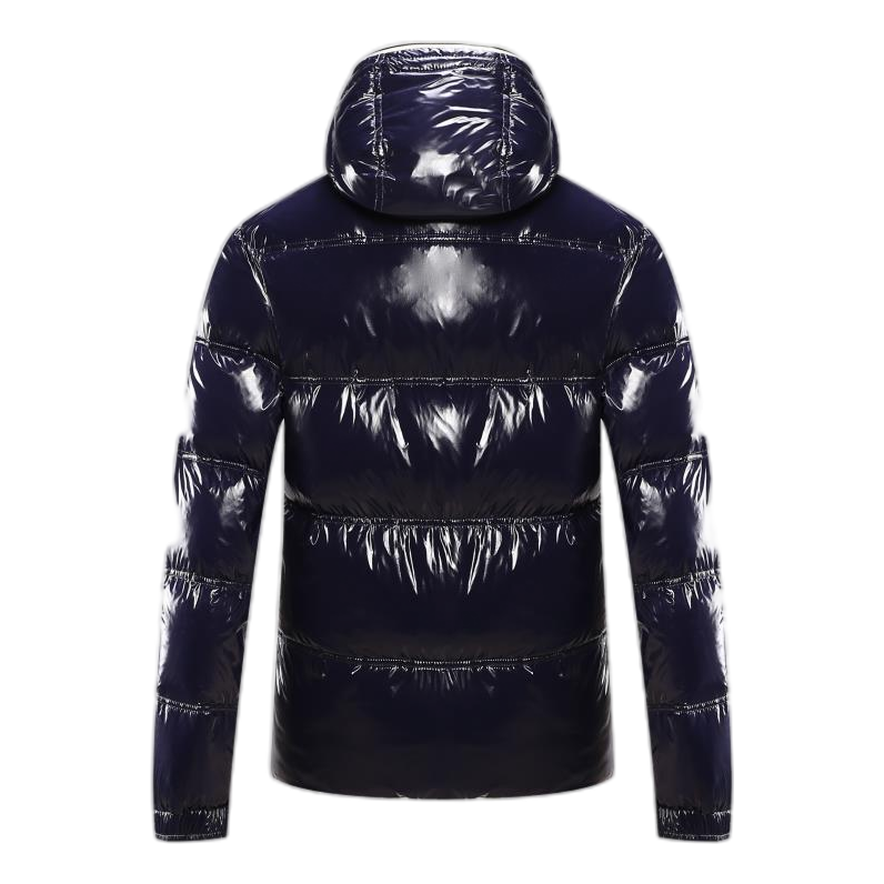 Moncler Contrast-Trim Glossy Hooded Puffer Jacket