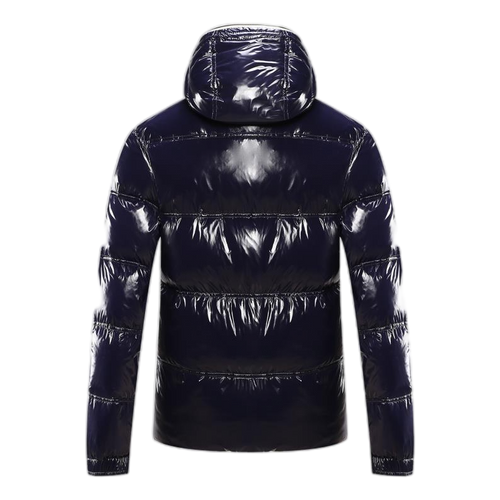Moncler Contrast-Trim Glossy Hooded Puffer Jacket