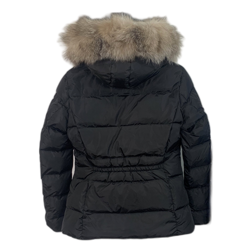 Moncler Cinched-Waist Fur-Trim Hooded Puffer Jacket – Black