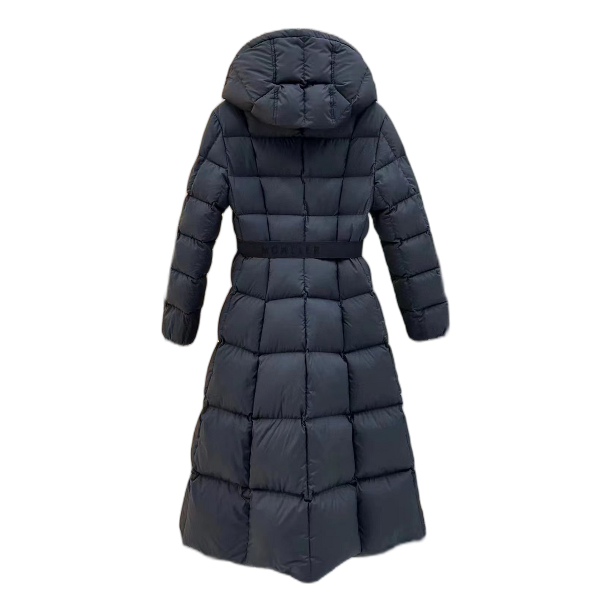 Moncler Drawstring-Hood Fitted Long Puffer Coat – Black