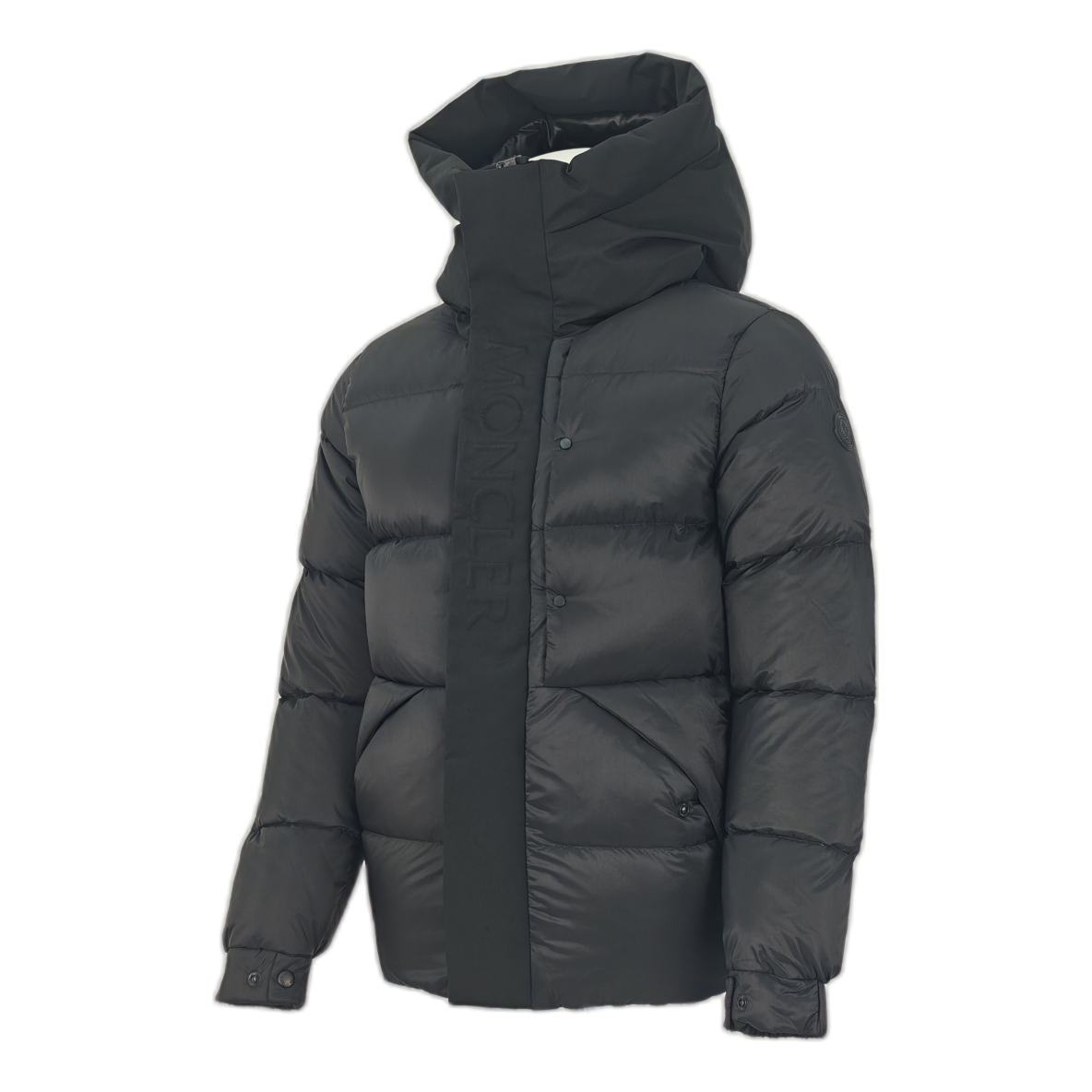 Moncler Tonal-Logo High-Collar Puffer Jacket – Black