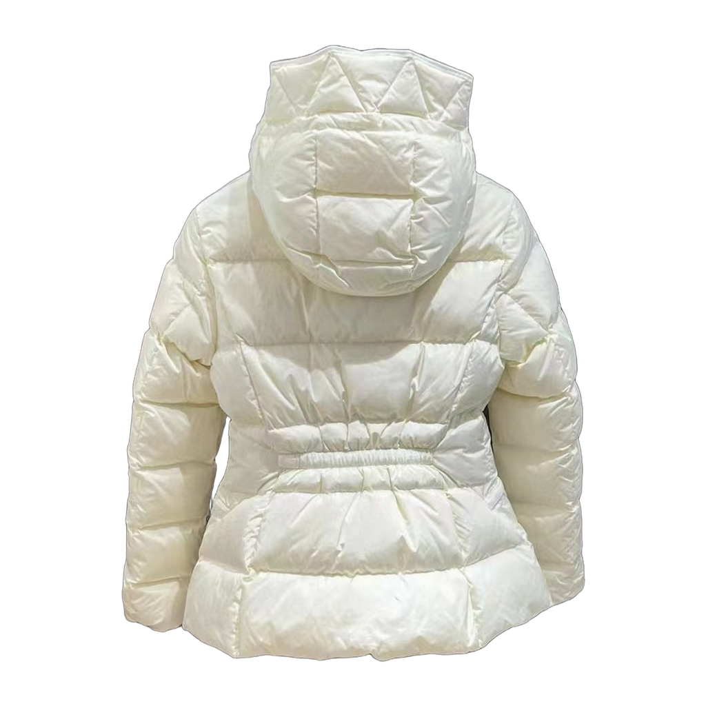 Moncler Fitted Hooded Short Puffer Jacket – Ivory