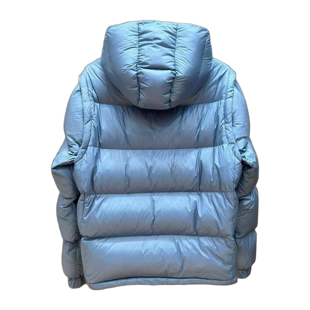 Moncler Orange-Badge Hooded Puffer Jacket – Ice Blue