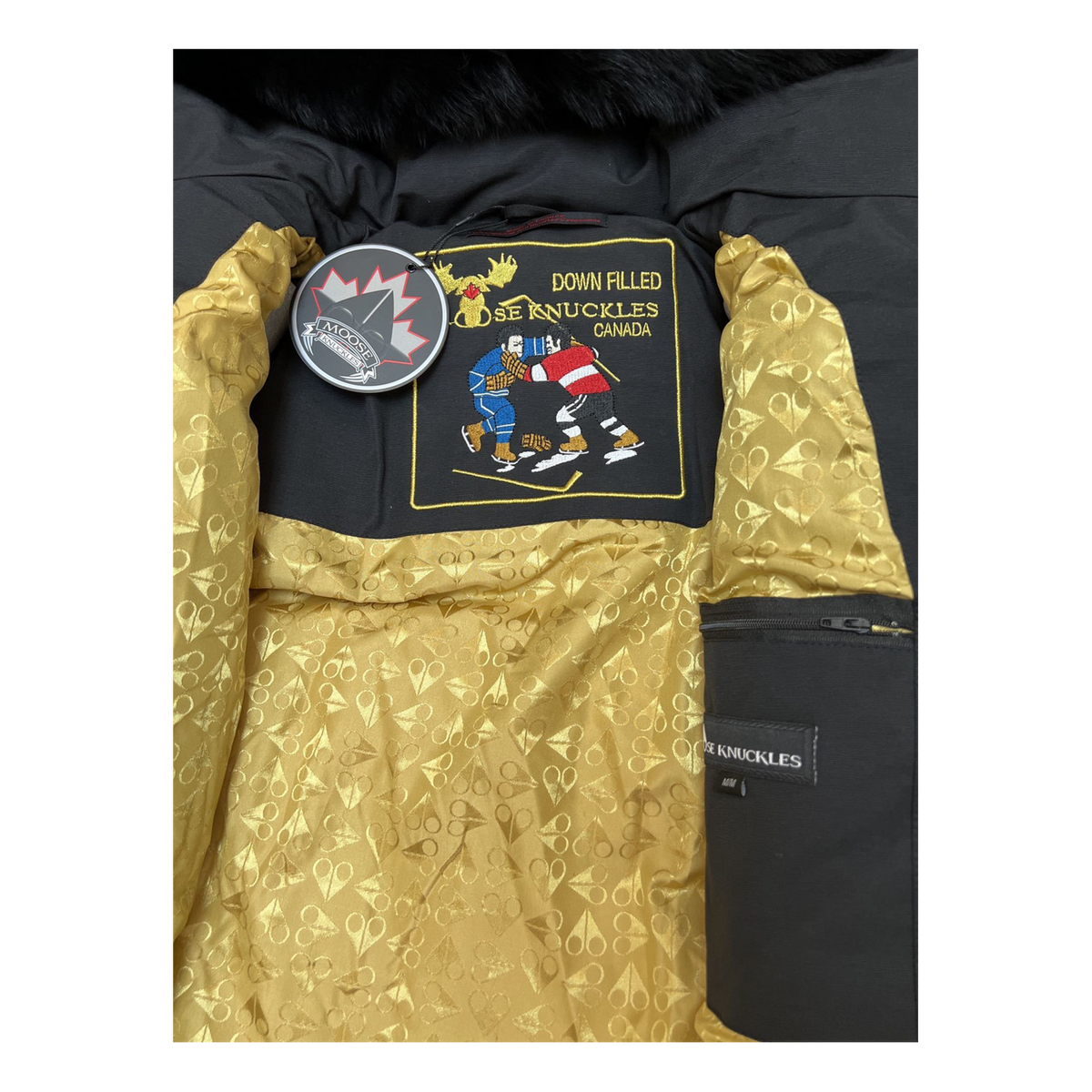 Moose Knuckles Gold 3Q Fur-Trim Puffer Jacket – Black