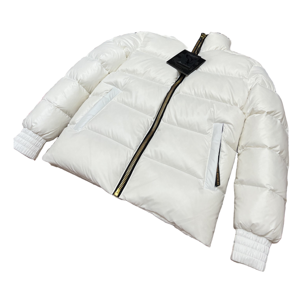 Moose Knuckles Logo-Zip Quilted Puffer Bomber Jacket – Off White