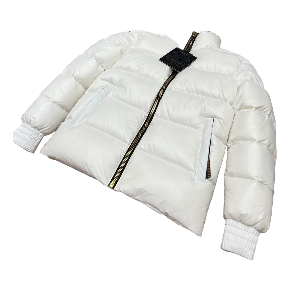 Moose Knuckles Logo-Zip Quilted Puffer Bomber Jacket – Off White