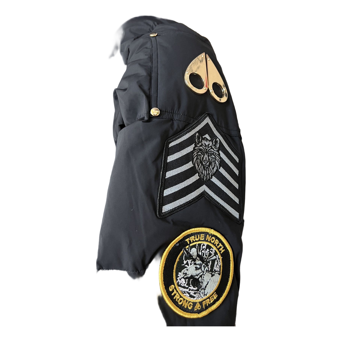 Moose Knuckles Patch-Detail Hooded Bomber – Black