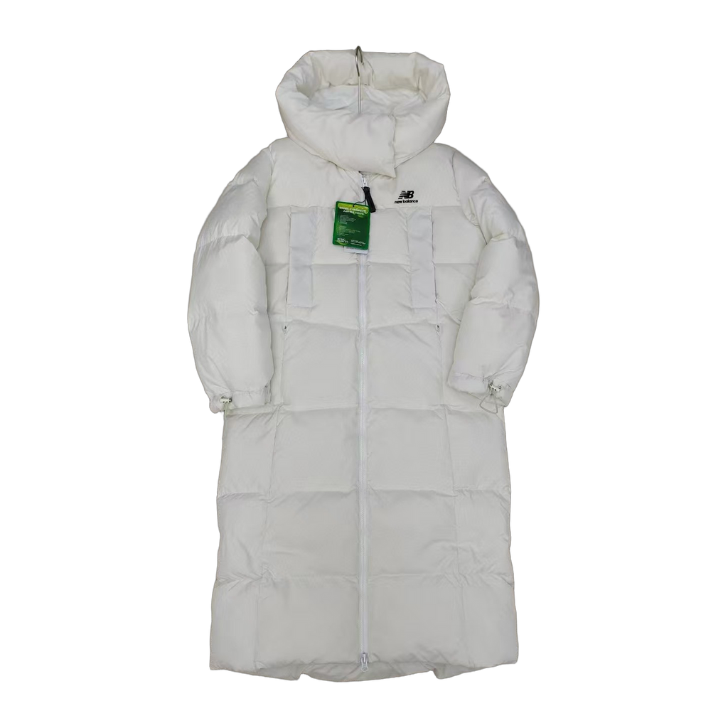 New Balance Hooded Long Puffer Coat – Off White