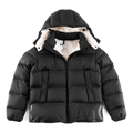 Moncler Contrast-Lined Logo-Hood Puffer Jacket – Black