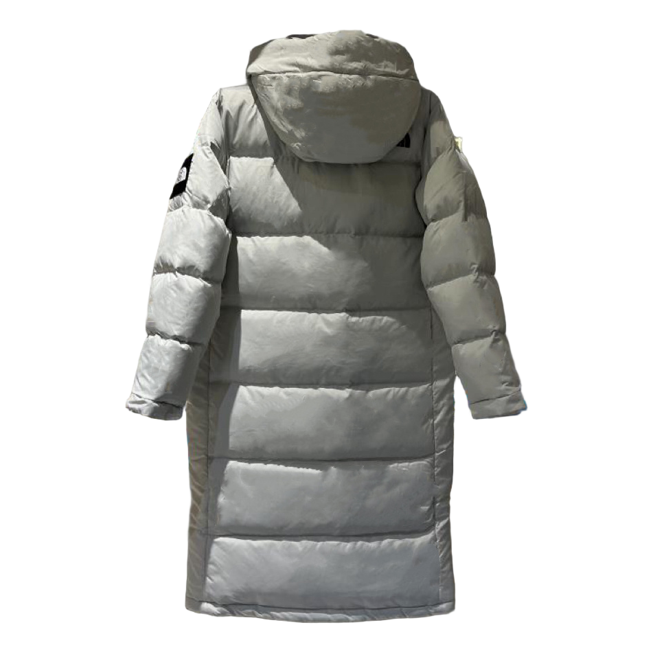 The North Face Colour-Block Hooded Long Puffer Coat – Grey
