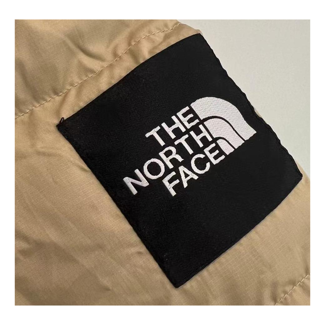 The North Face Colour-Block Hooded Long Puffer Coat – Tan