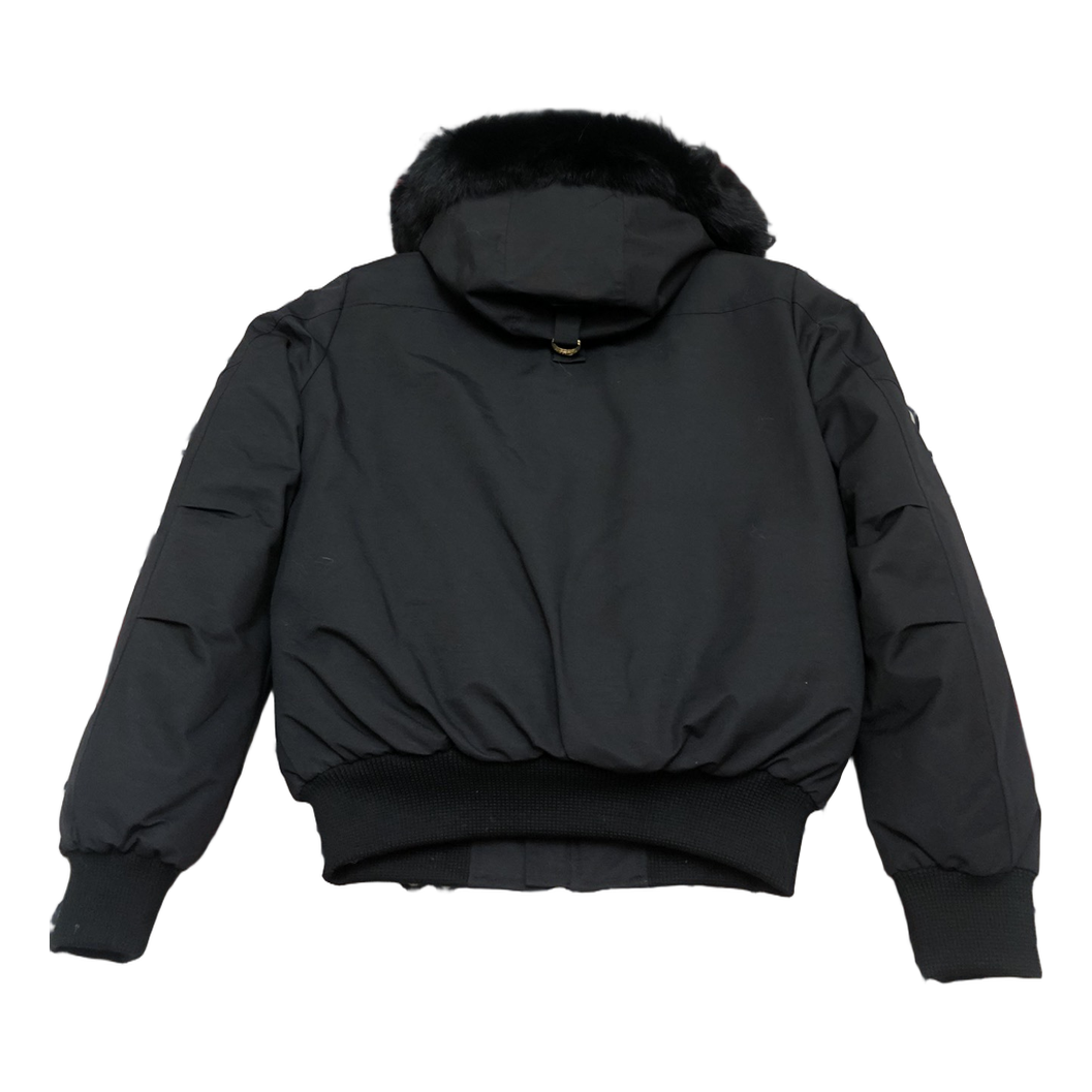 Moose Knuckles Gold Ballistic Fur-Trim Bomber Jacket – Black