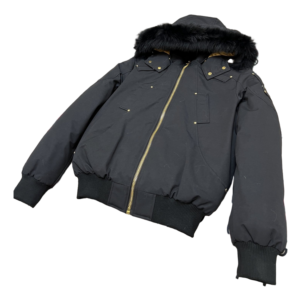 Moose Knuckles Gold Ballistic Fur-Trim Bomber Jacket – Black