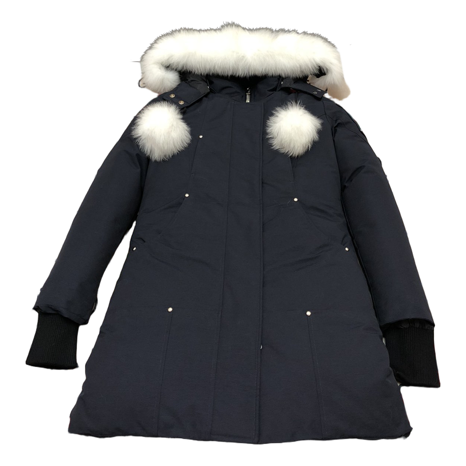 Moose Knuckles Stirling Pom-Pom Fur-Trim Parka – Navy