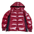 Moncler Logo-Zip Glossy Hooded Puffer Jacket – Red