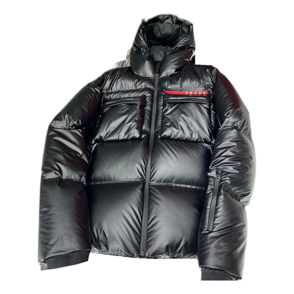 Prada Linea Rossa Hooded Puffer Jacket – Black