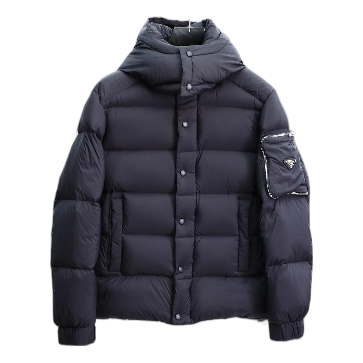Prada Hooded Puffer Jacket with Sleeve Pouch